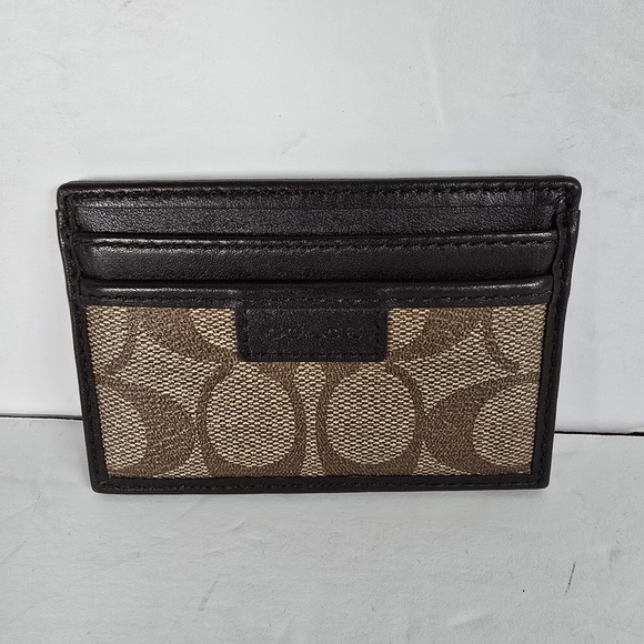 NWOT Coach Signature Brown Leather Credit Card Case/Wallet 4x3 - Picture 1 of 7